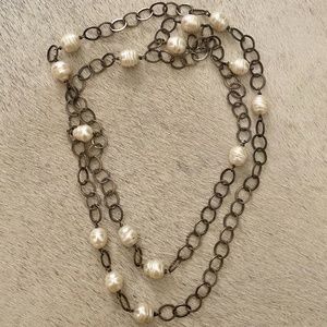 Chain and Faux Pearl Necklace